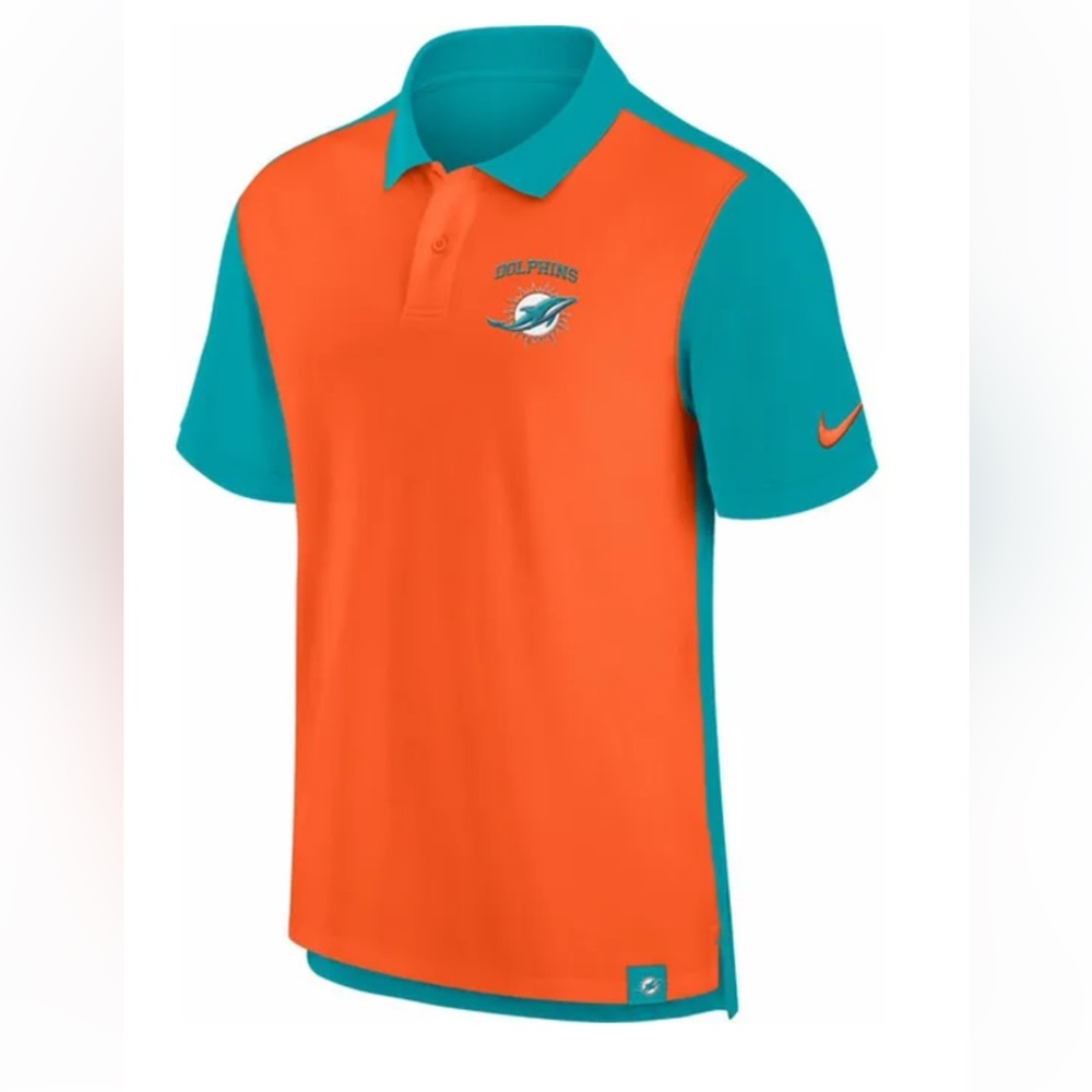 🟠NWT NIKE Men's Miami Dolphins Blitz Pique Polo Shirt SMALL